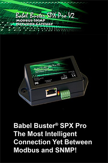 Babel Buster Pro-V210 Modbus-SNMP Gateway with Trap Receiver, Table Walker