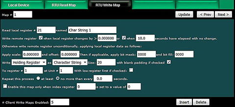 Screen shot from BB2-6010 Modbus to SNMP Gateway