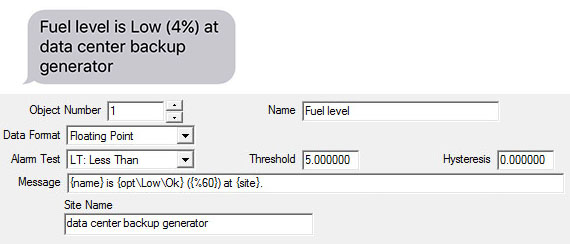 Screen shot from web portal used with VP3-2290 Cellular Remote Telemetry Unit